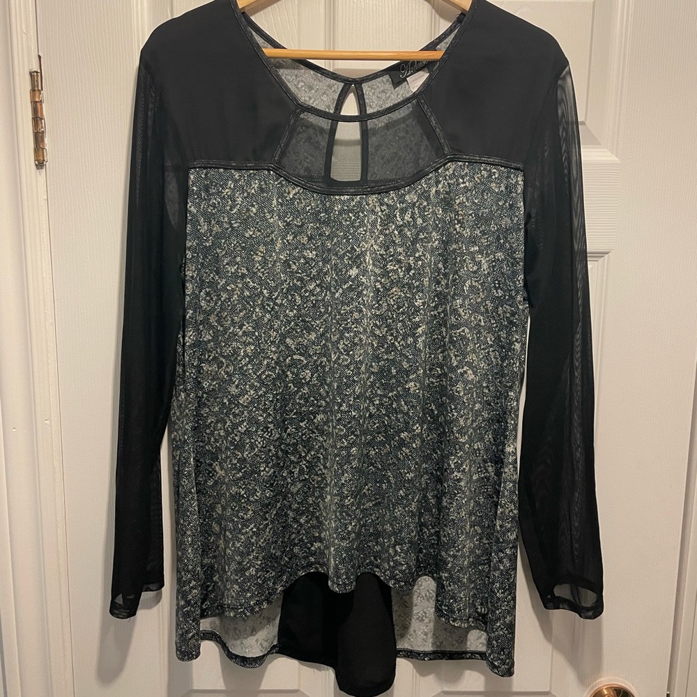 🇨🇦 made in Canada vintage Ardoise mixed materials long sheer sleeve blouse